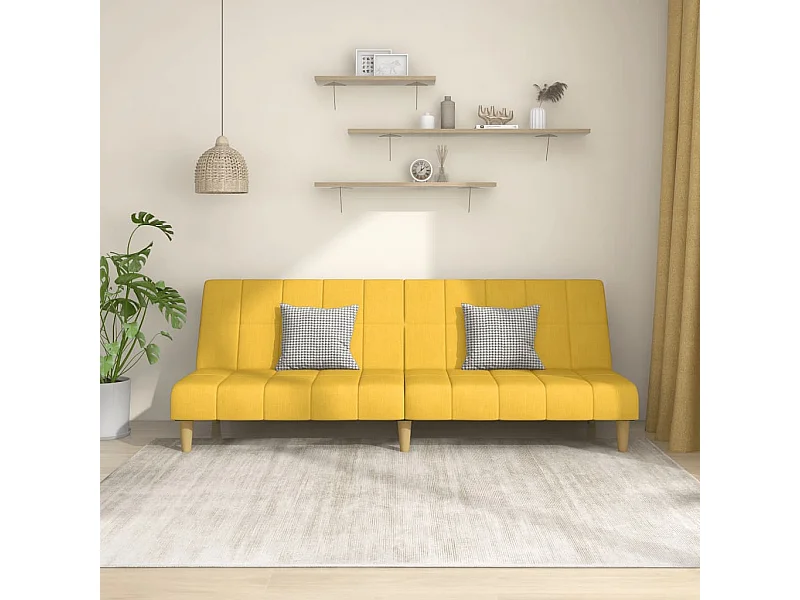 Sofá-cama de 2 lugares tecido amarelo