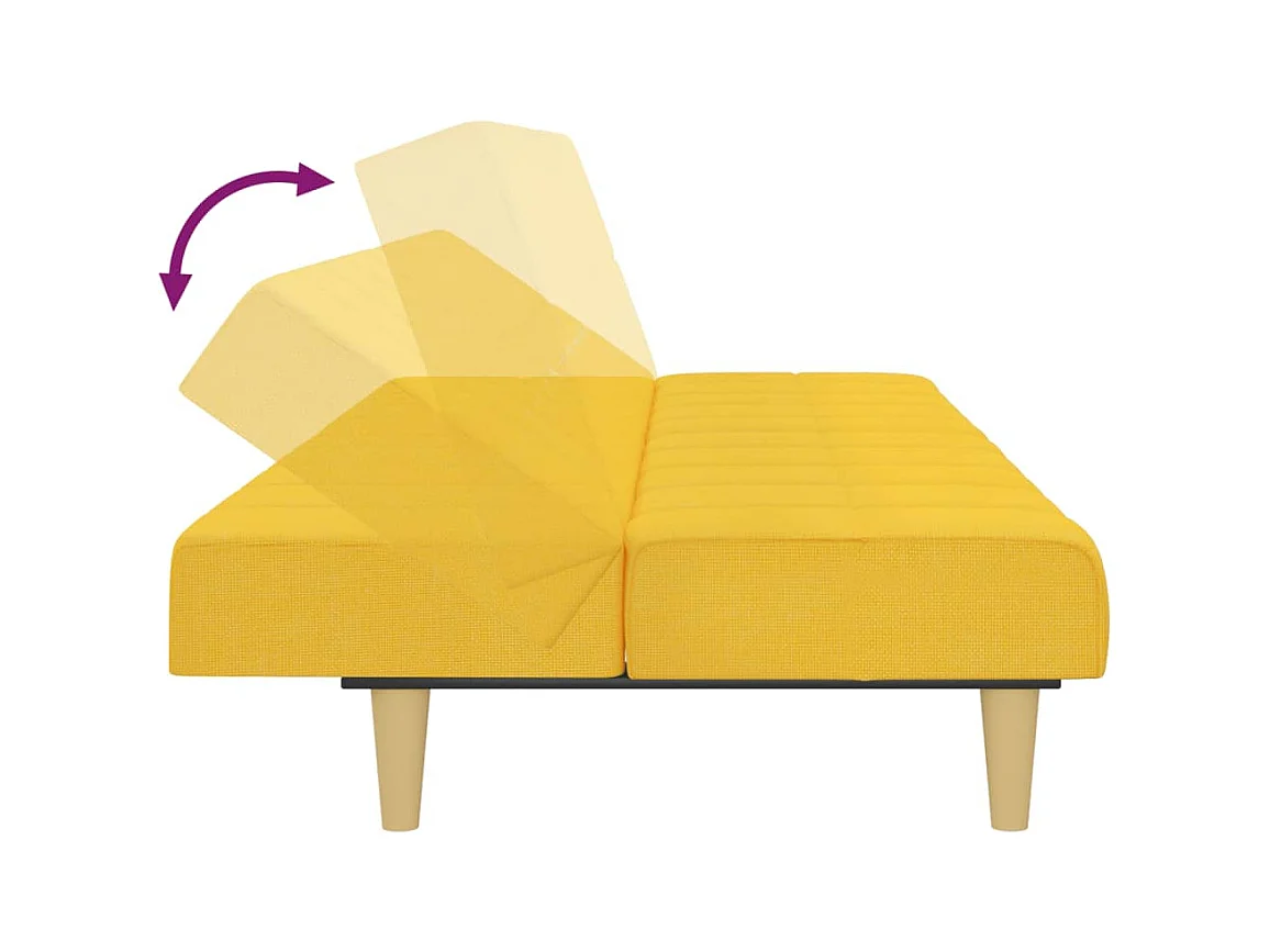 Canapé-lit à 2 places jaune tissu