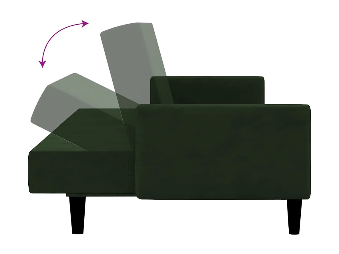 Slaapbank 2-zits fluweel donkergroen