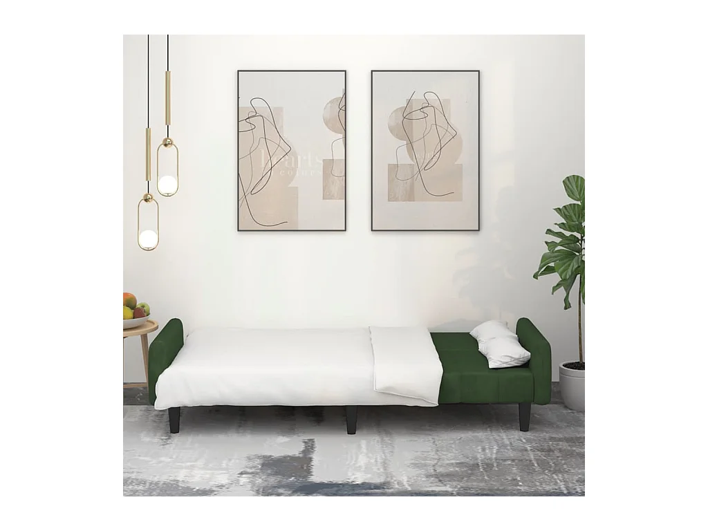 Canapé-lit à 2 places vert foncé velours