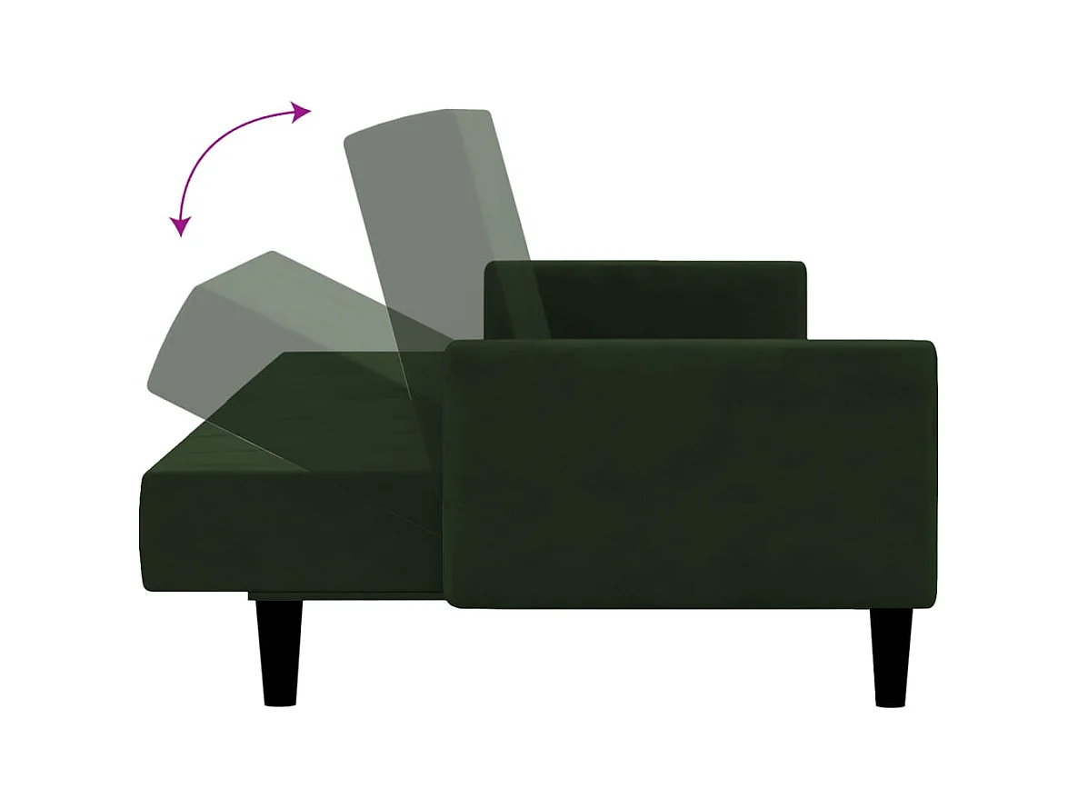 Canapé-lit à 2 places vert foncé velours