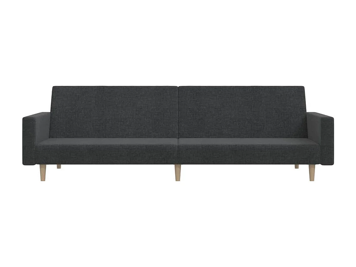 Sofá-cama de 2 lugares tecido cinzento-escuro