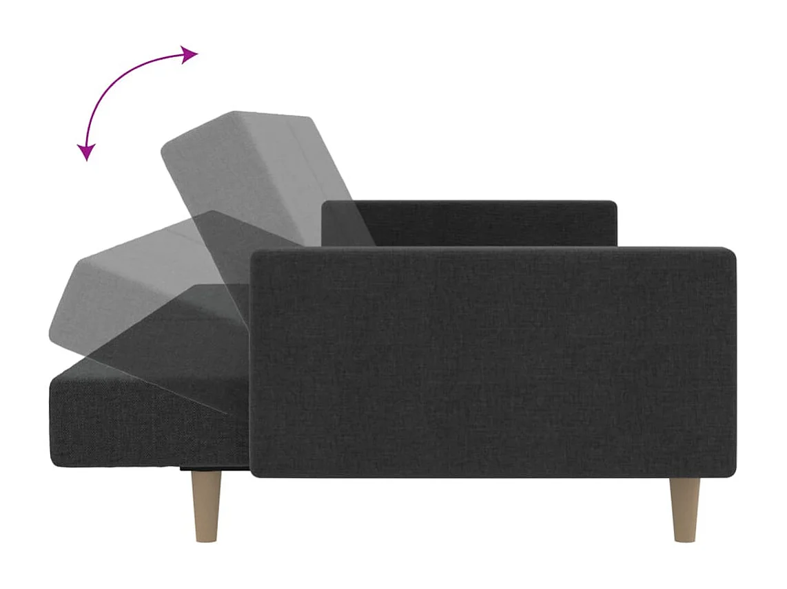 Sofá-cama de 2 lugares tecido cinzento-escuro