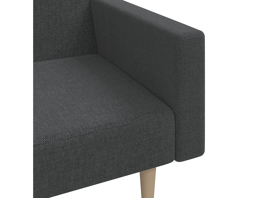 Sofá-cama de 2 lugares tecido cinzento-escuro
