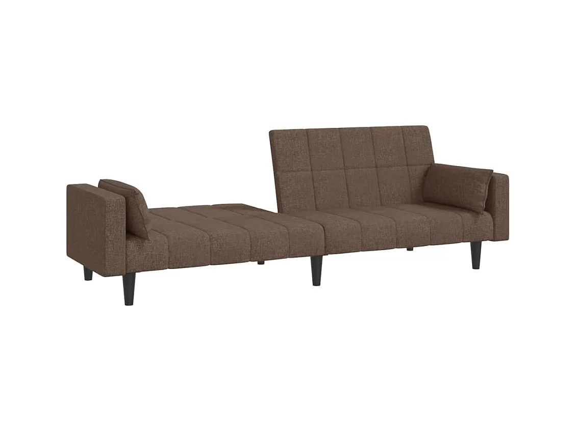 Canapé-lit à 2 places avec deux oreillers taupe tissu