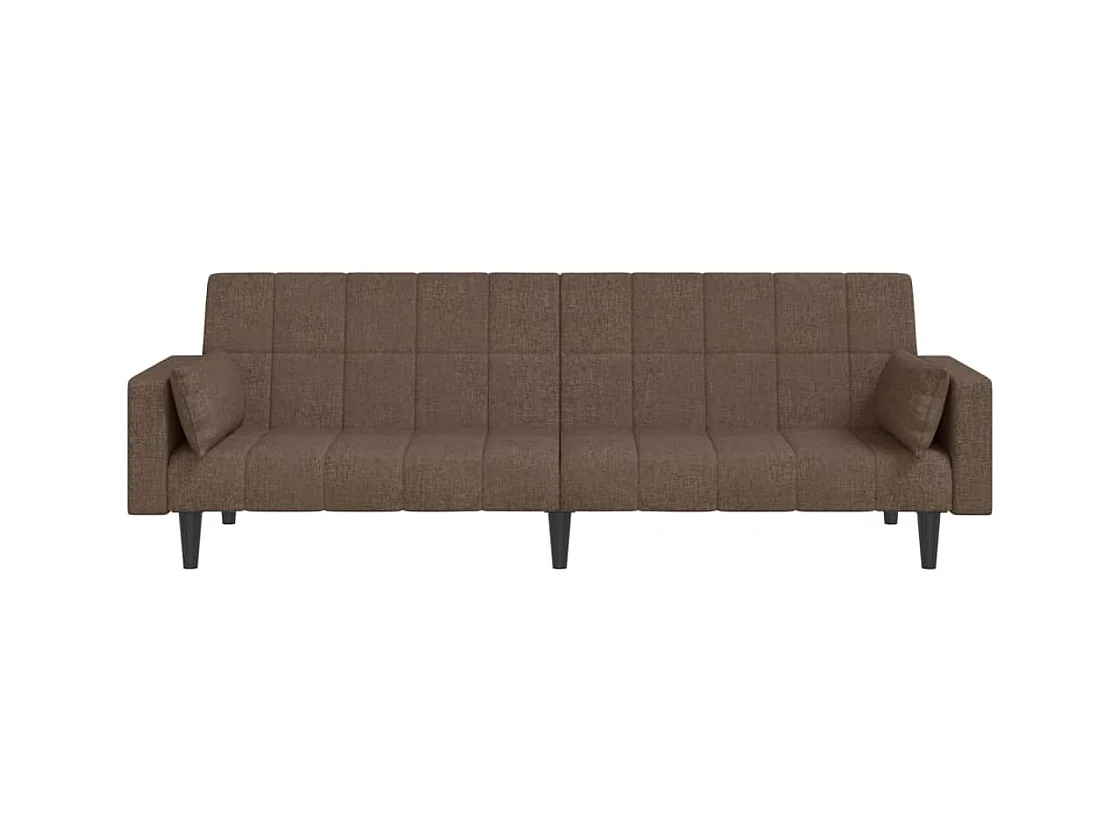 Canapé-lit à 2 places avec deux oreillers taupe tissu