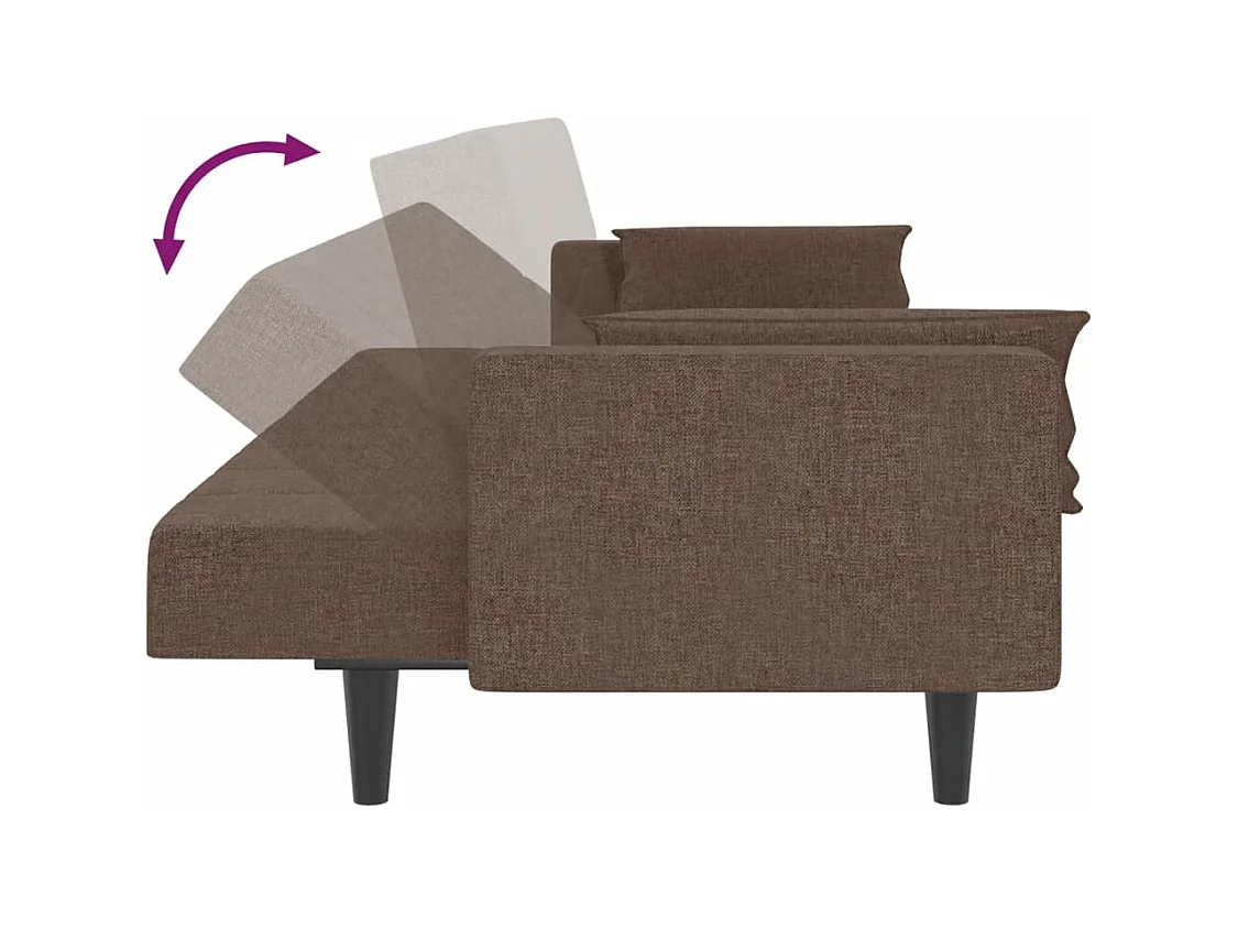 Canapé-lit à 2 places avec deux oreillers taupe tissu