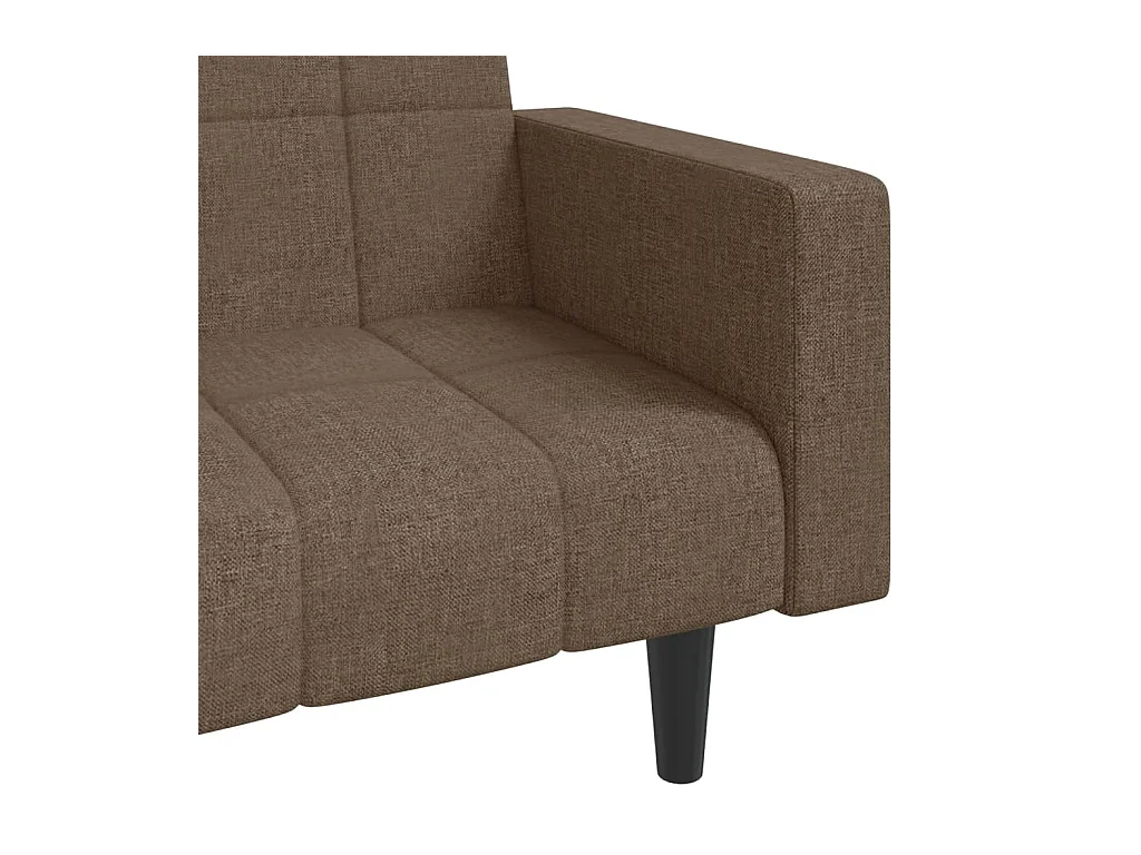 Canapé-lit à 2 places avec deux oreillers taupe tissu