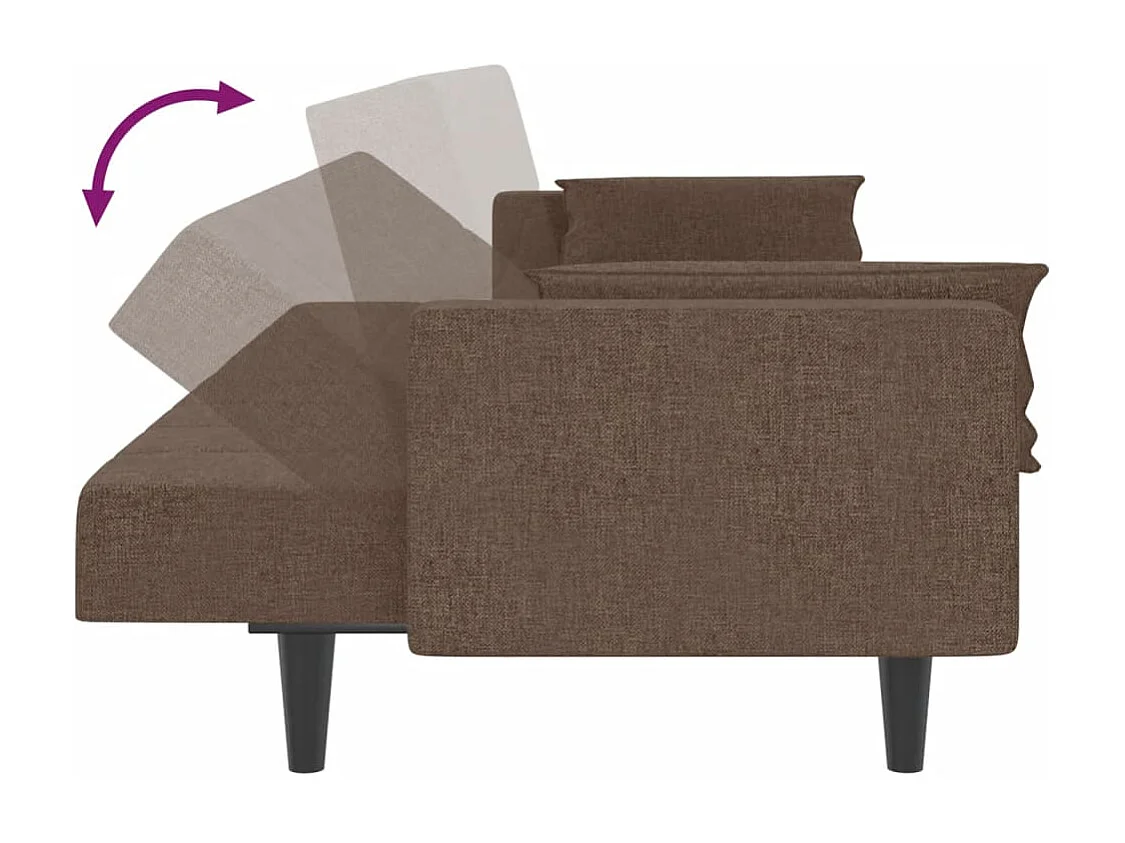 Canapé-lit à 2 places avec deux oreillers taupe tissu