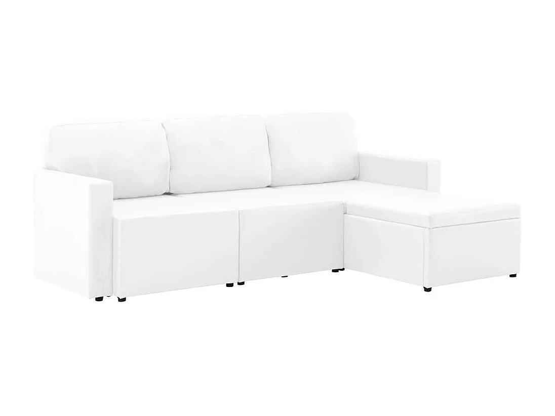 Canapé-lit modulaire 3 places Blanc Similicuir