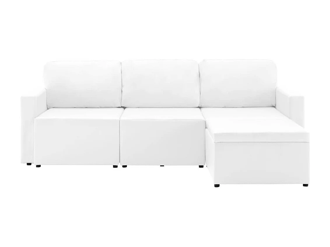 Canapé-lit modulaire 3 places Blanc Similicuir