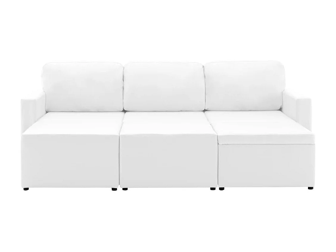 Canapé-lit modulaire 3 places Blanc Similicuir
