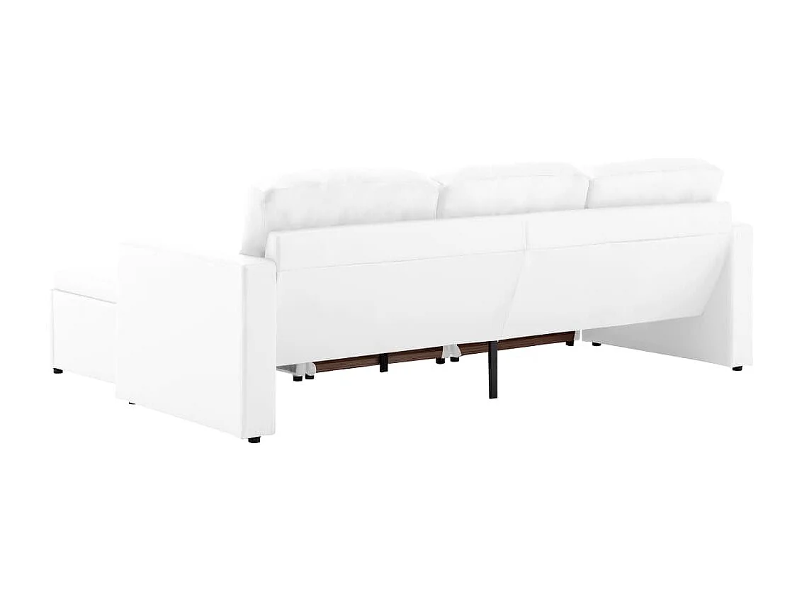 Canapé-lit modulaire 3 places Blanc Similicuir