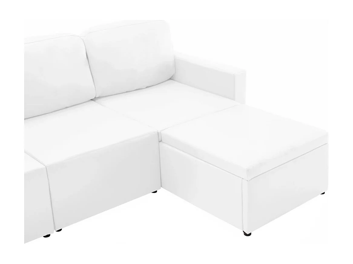 Canapé-lit modulaire 3 places Blanc Similicuir