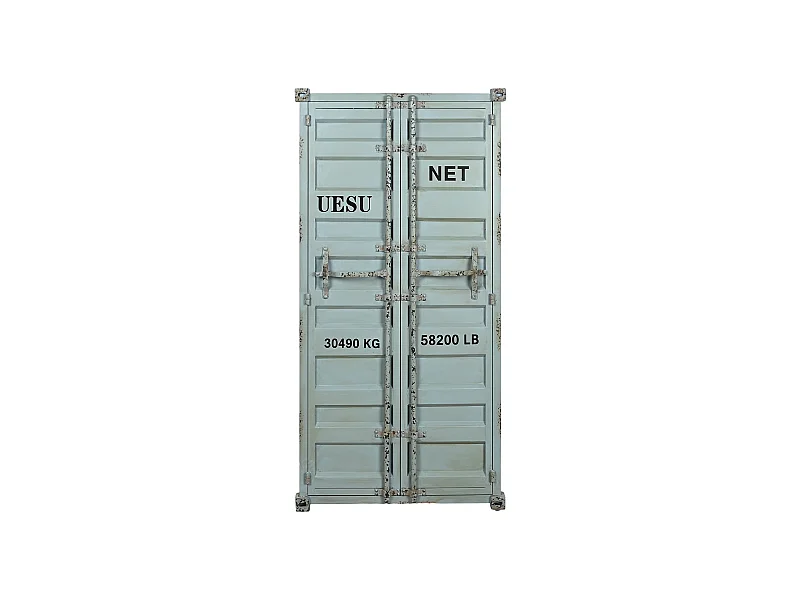 Meuble de Porte-bouteilles en métal et bois coloris bleu - longueur 76 x profondeur 41 x Hauteur 157 cm