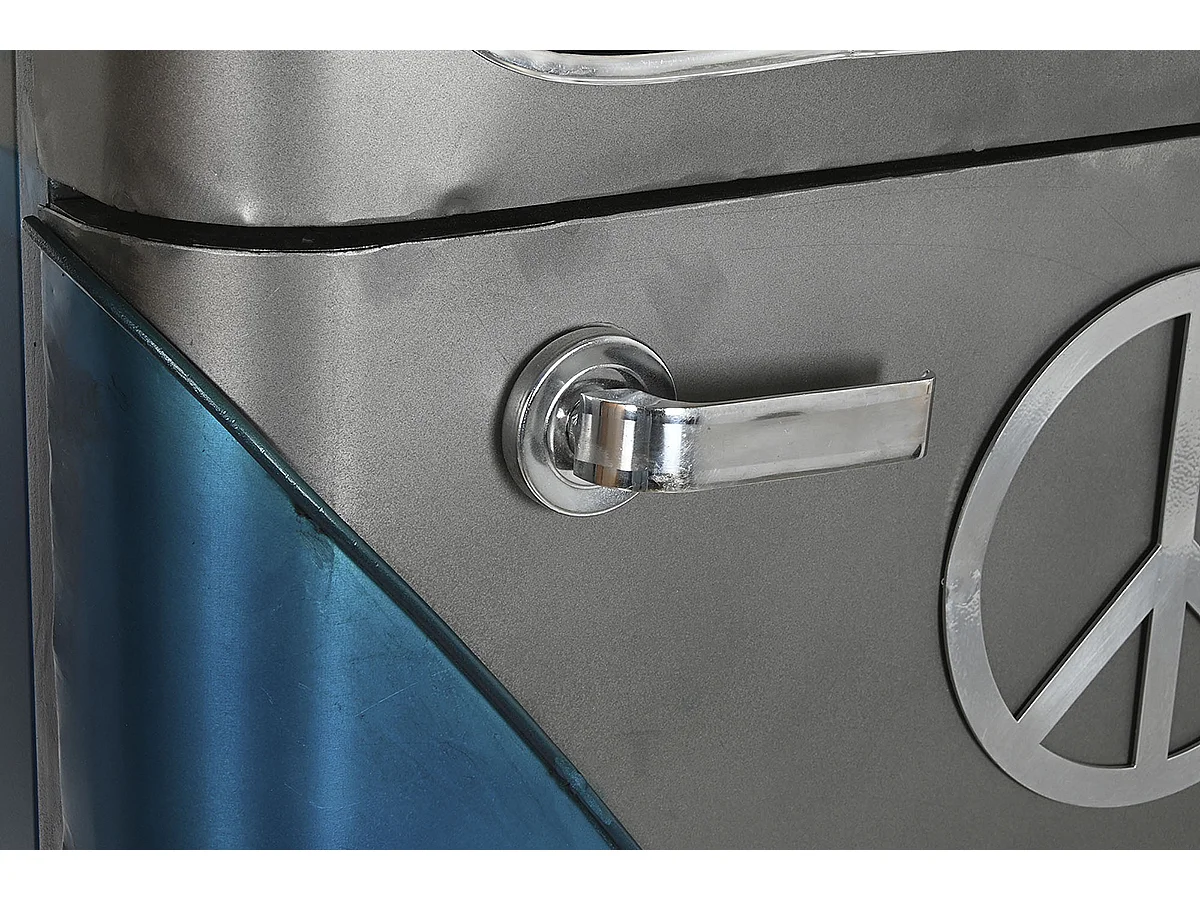 Meuble de Porte-bouteilles en métal coloris bleu, gris -  longueur 71 x profondeur 43 x Hauteur 152 cm