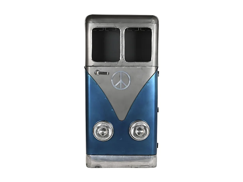 Meuble de Porte-bouteilles en métal coloris bleu, gris -  longueur 71 x profondeur 43 x Hauteur 152 cm