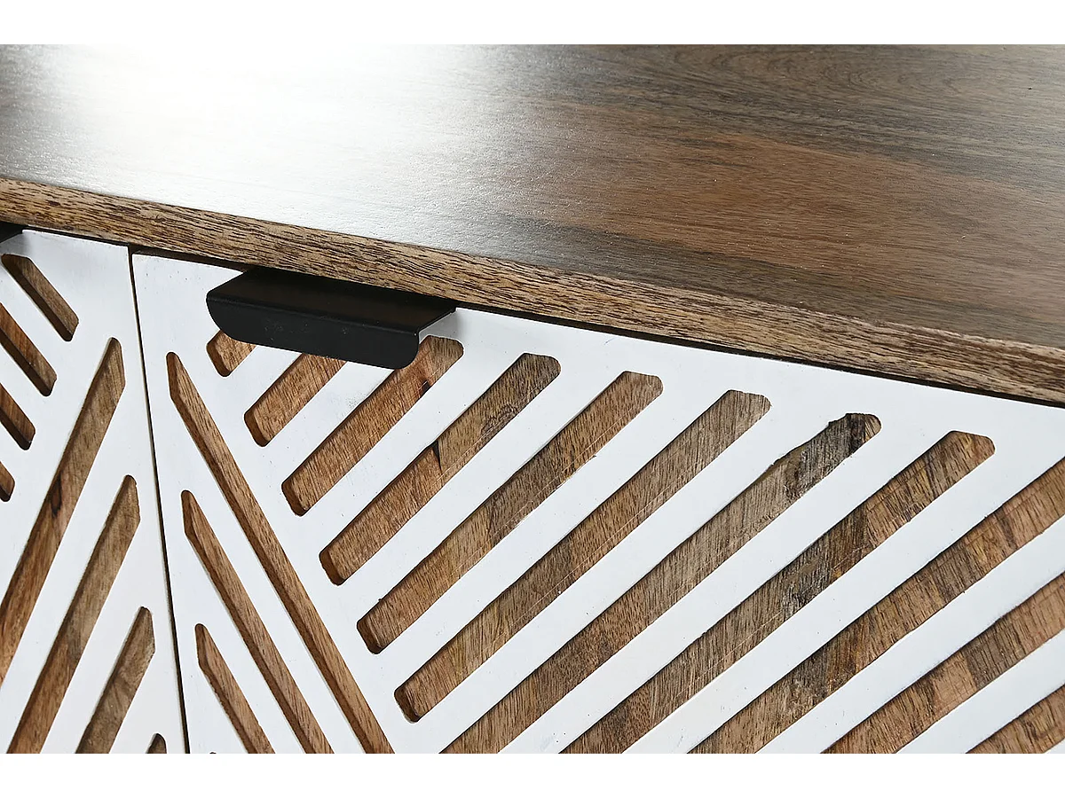 Meuble de Porte-bouteilles avec 2 portes en bois coloris naturel, blanc - longueur 84 x profondeur 41 x Hauteur 108 cm