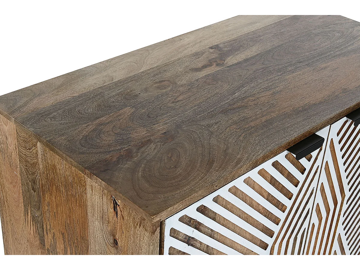 Meuble de Porte-bouteilles avec 2 portes en bois coloris naturel, blanc - longueur 84 x profondeur 41 x Hauteur 108 cm