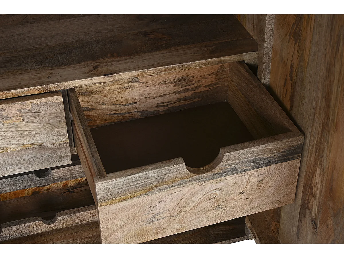 Meuble de Porte-bouteilles avec 2 portes en bois coloris naturel, blanc - longueur 84 x profondeur 41 x Hauteur 108 cm