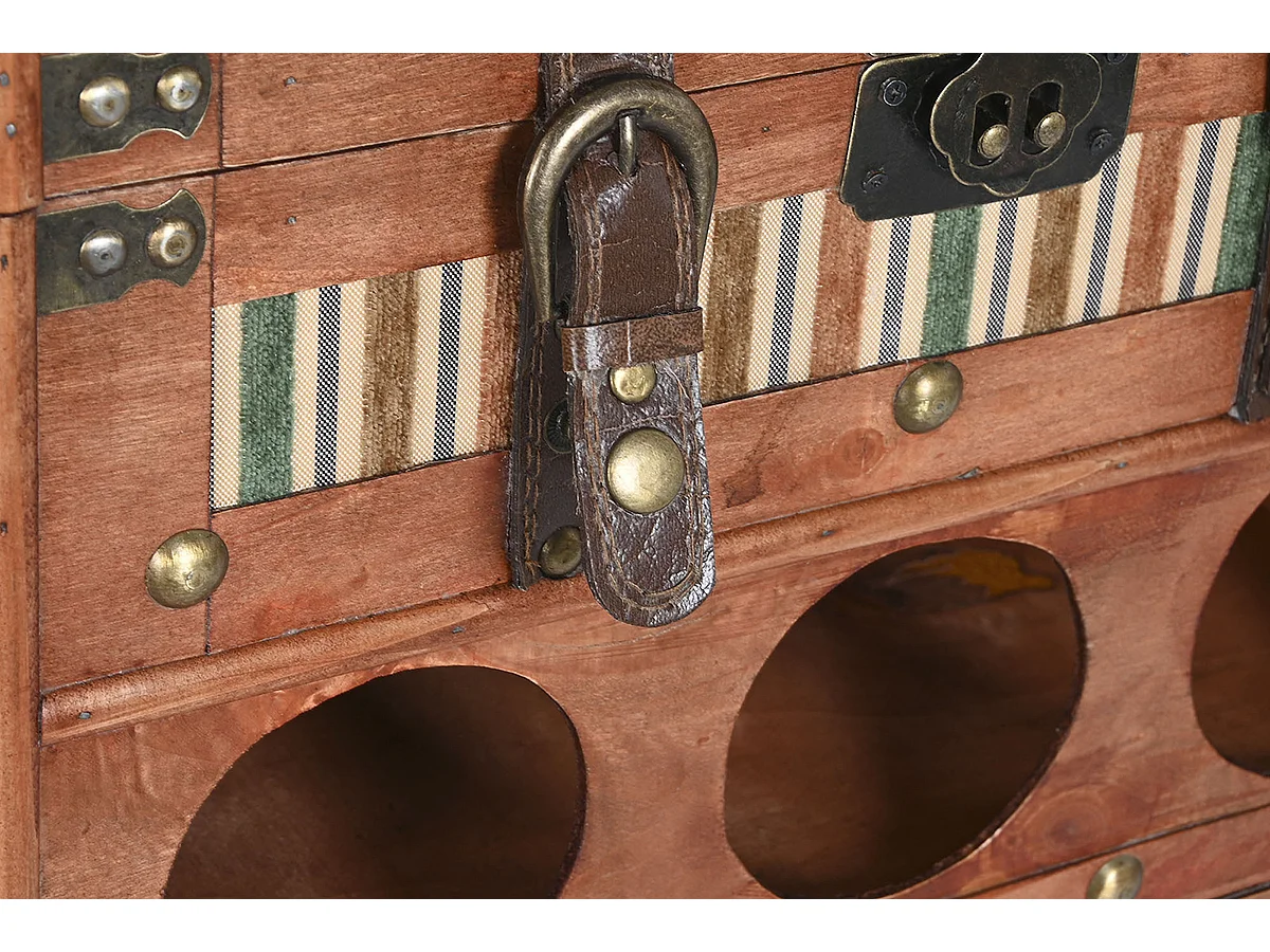 Meuble de Porte-bouteilles avec 1 tiroir en bois naturel et PU multicolore - longueur 40 x profondeur 35 x Hauteur 71 cm