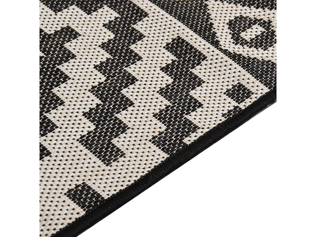 Alfombra de exterior de tejido plano rayas negras 160x230 cm