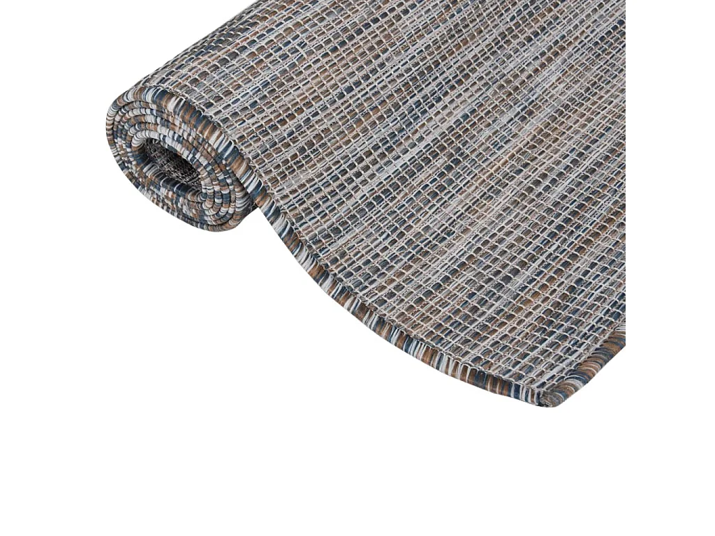 Tapis à tissage plat d'extérieur 200x280 cm marron et bleu