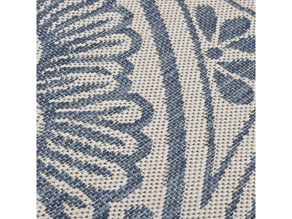 Tapis à tissage plat d'extérieur 140x200 cm motif bleu