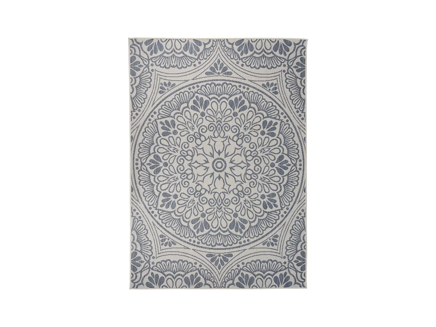 Alfombra de exterior de tejido plano rayas azules 140x200 cm