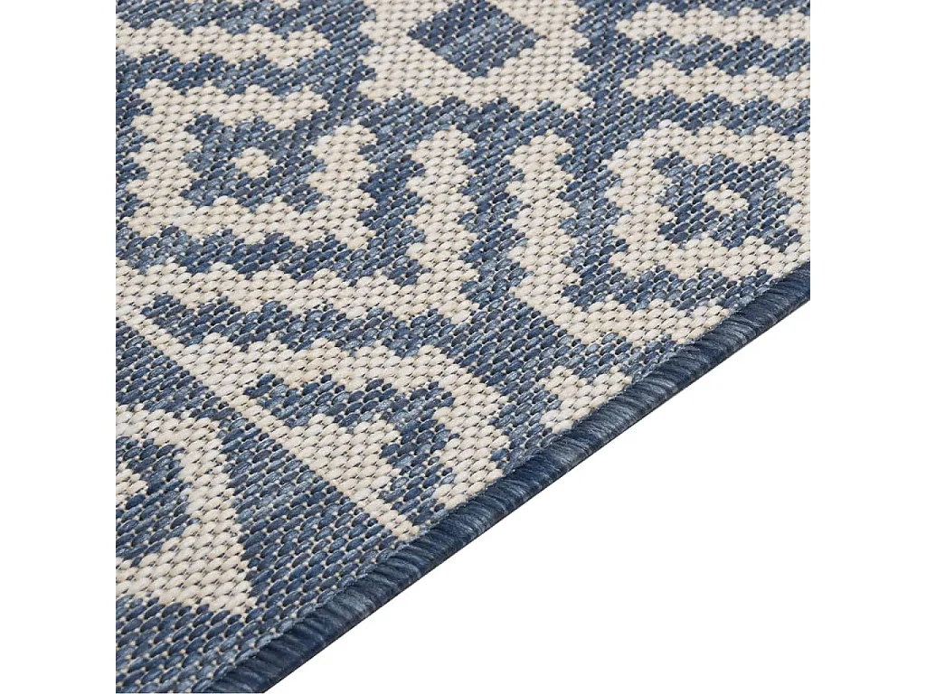 Tapis à tissage plat d'extérieur 120x170 cm rayures bleues