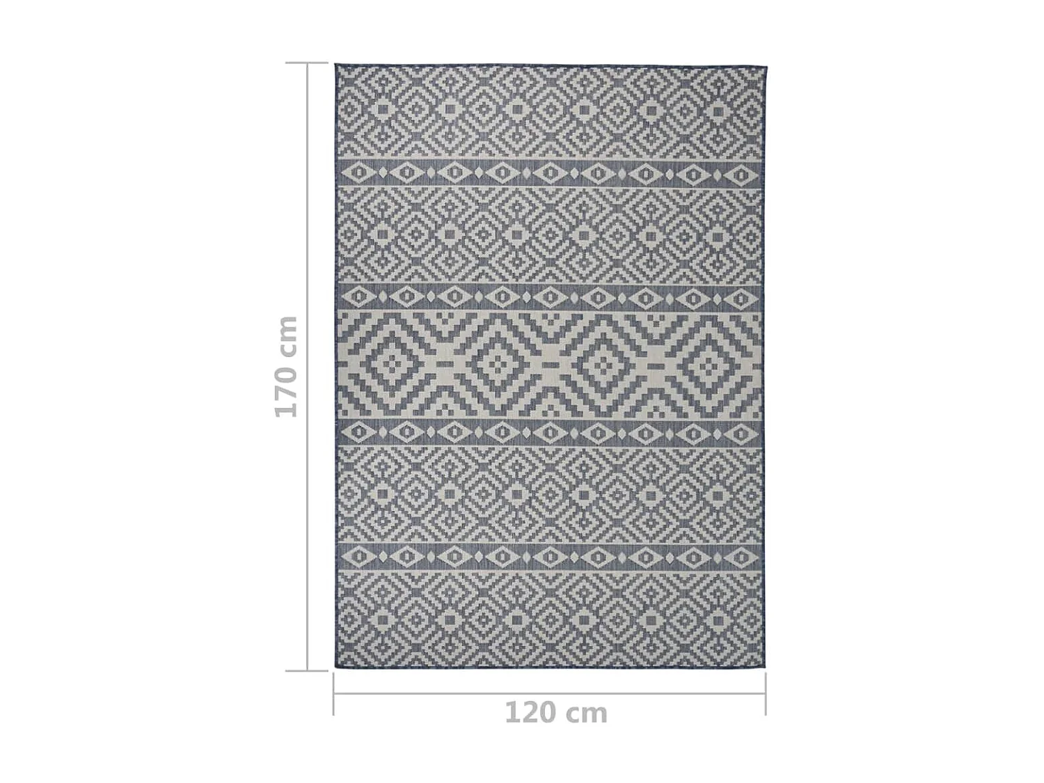 Tapis à tissage plat d'extérieur 120x170 cm rayures bleues