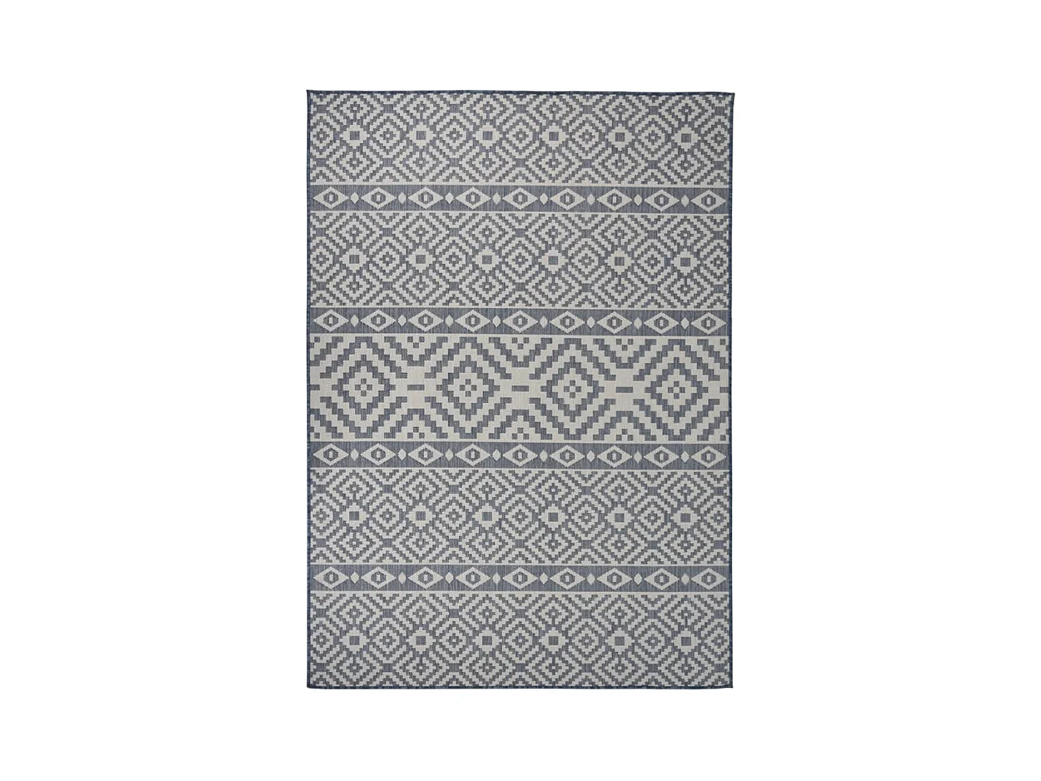 Tapis à tissage plat d'extérieur 120x170 cm rayures bleues