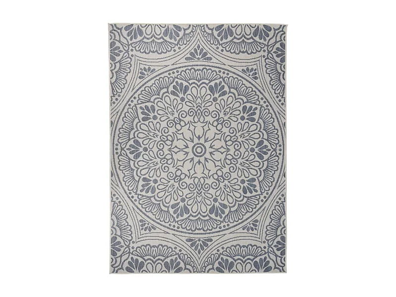 Tapete de tecido plano para exterior 120x170 cm padrão azul