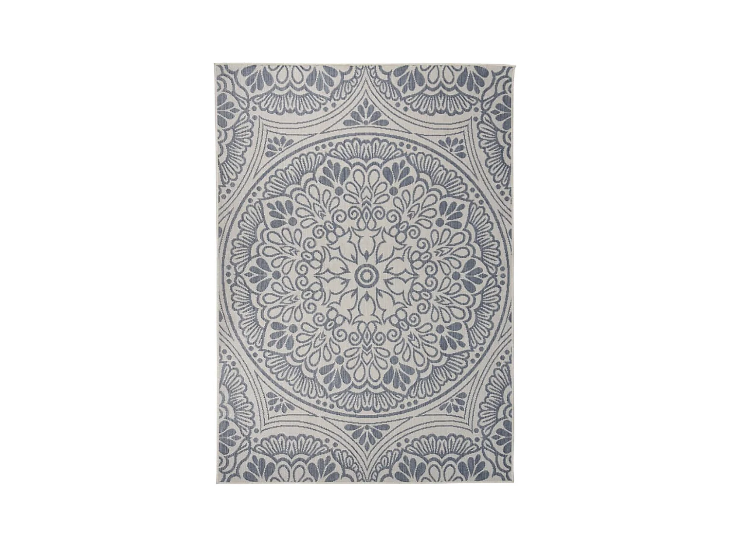 Tapis à tissage plat d'extérieur 120x170 cm motif bleu