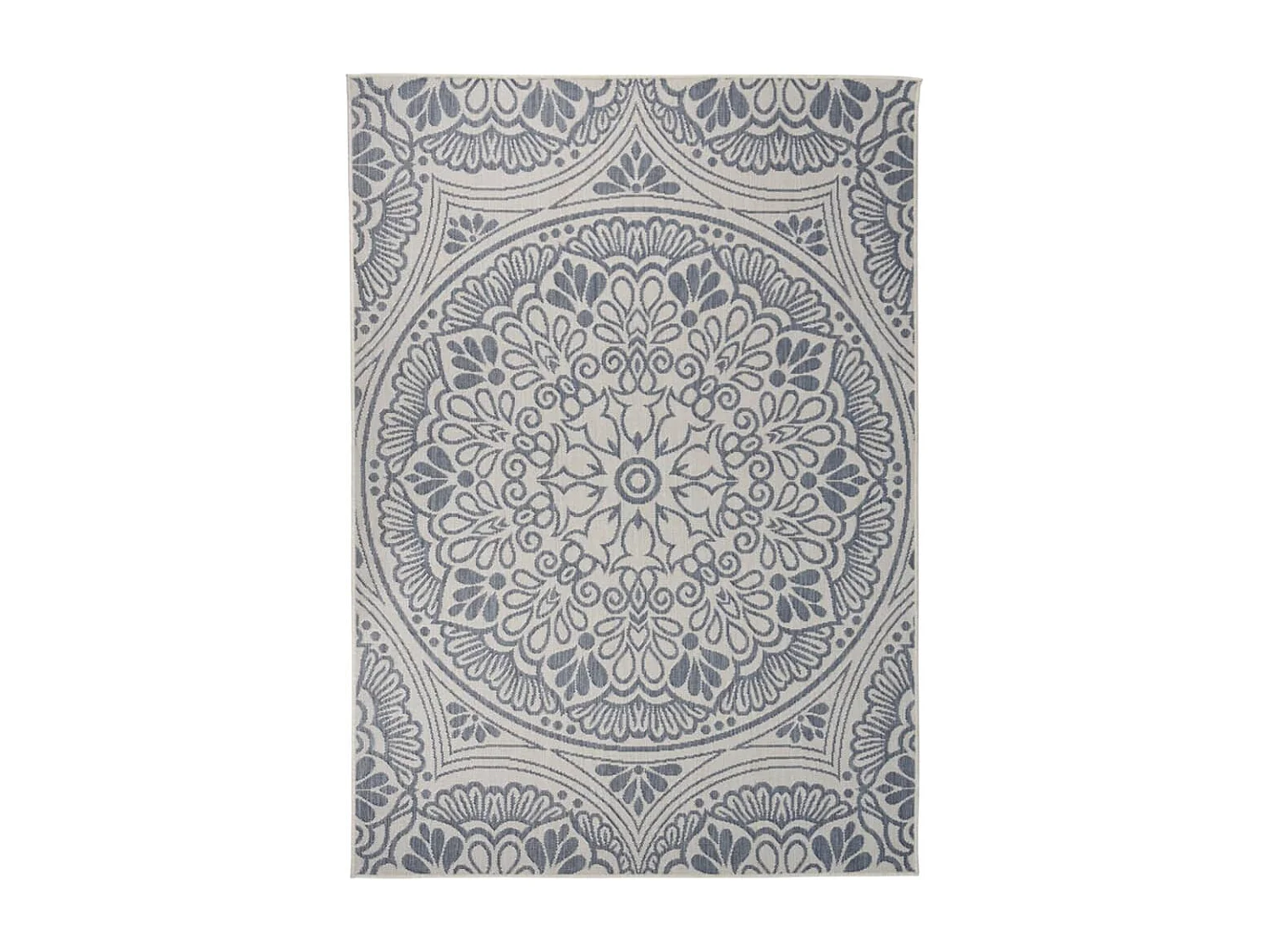 Tapete de tecido plano para exterior 120x170 cm padrão azul