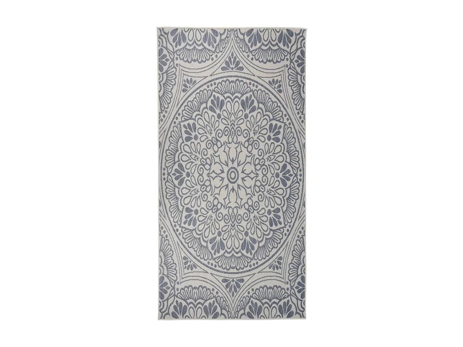 Tapis à tissage plat d'extérieur 100x200 cm motif bleu