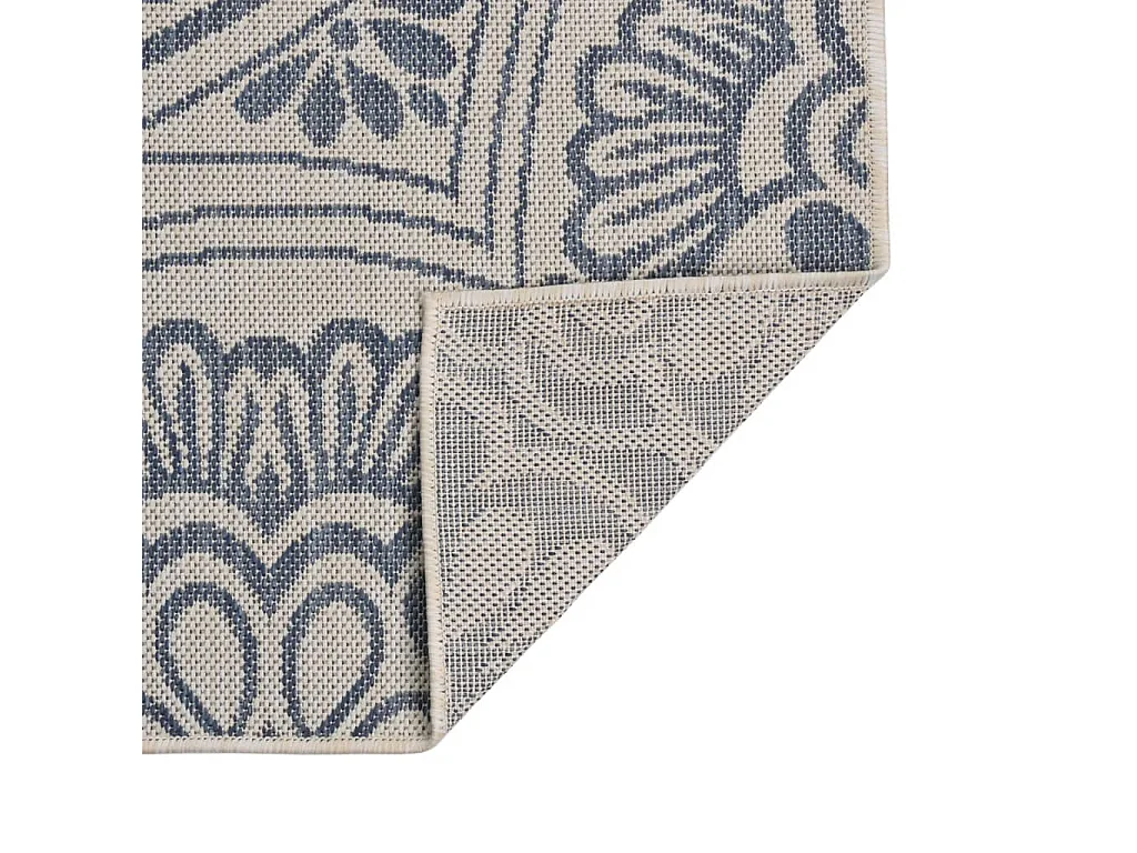 Tapis à tissage plat d'extérieur 100x200 cm motif bleu