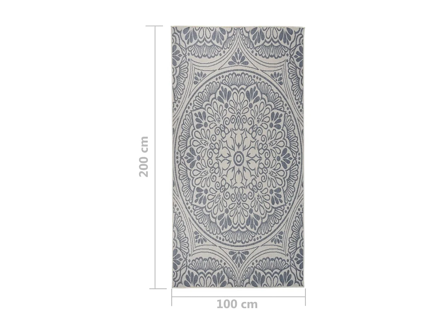 Tapis à tissage plat d'extérieur 100x200 cm motif bleu