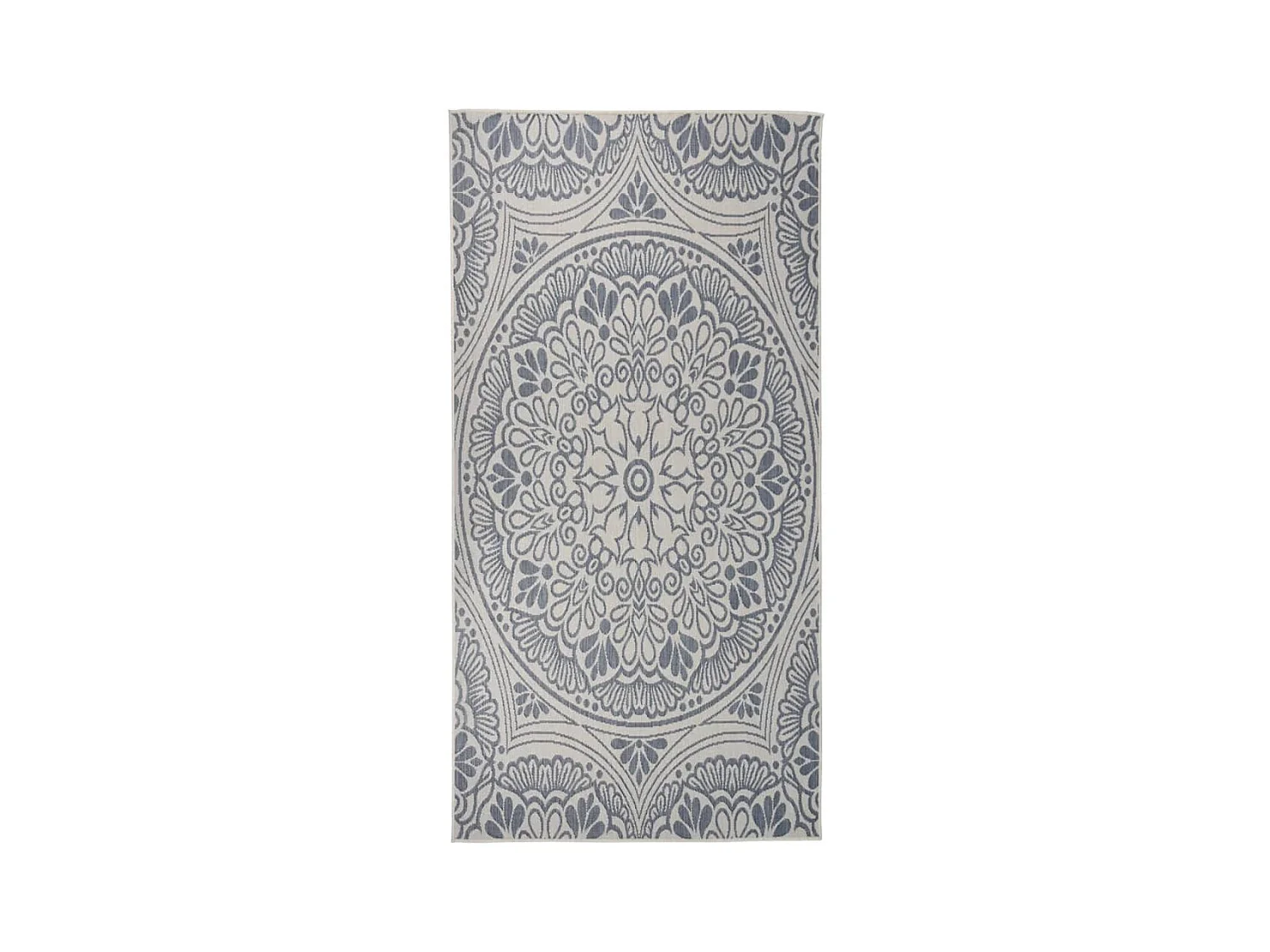 Alfombra de exterior de tejido plano rayas azules 100x200 cm