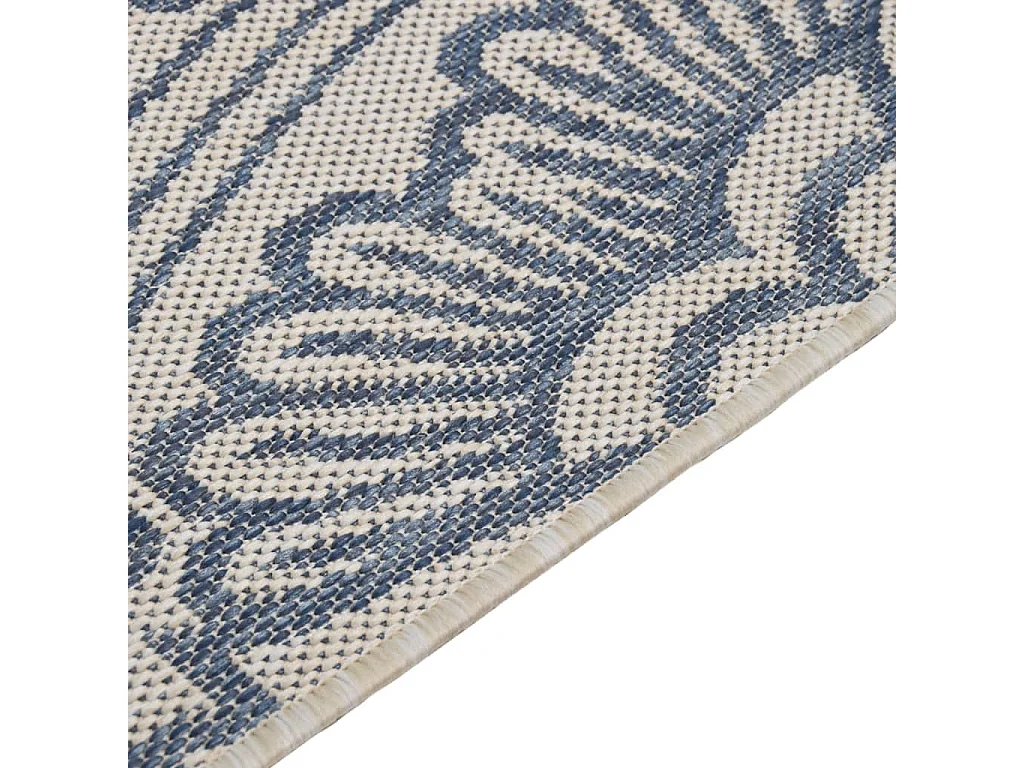 Alfombra de exterior de tejido plano rayas azules 80x150 cm