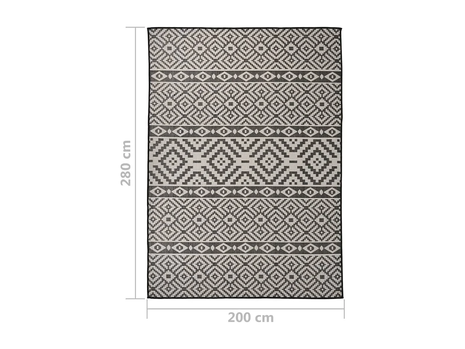 Tapis à tissage plat d'extérieur 200x280 cm rayures noires
