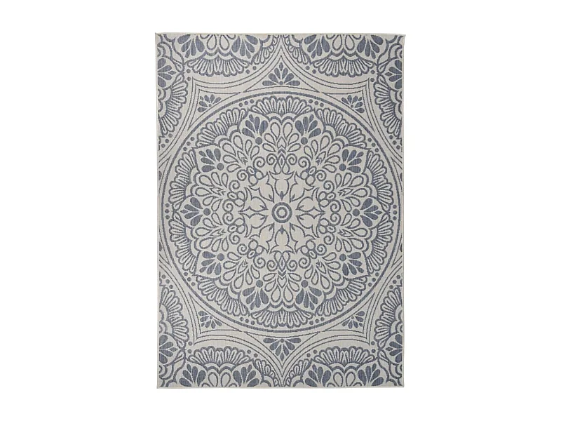 Alfombra de exterior de tejido plano rayas azules 160x230 cm