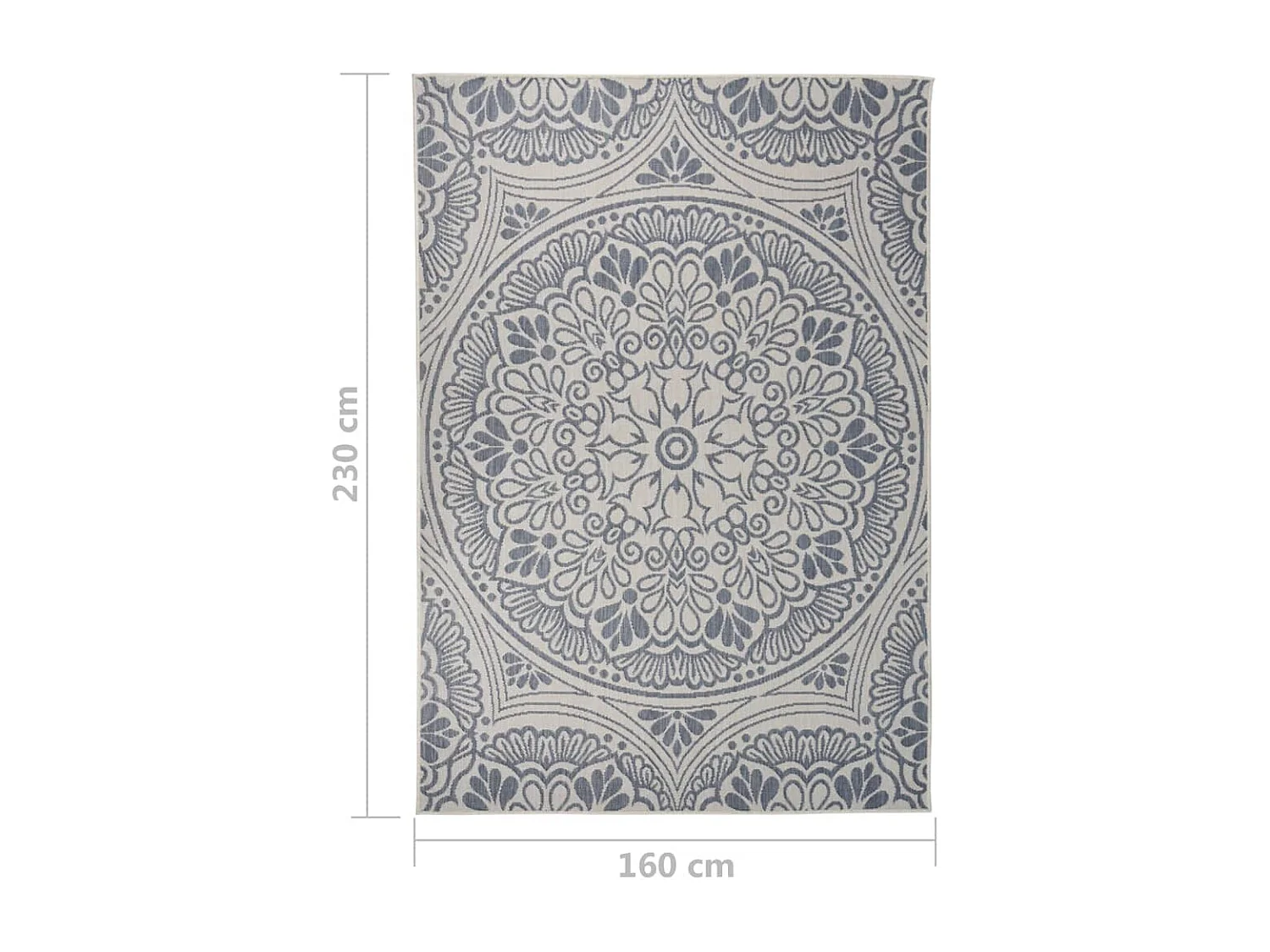 Tapis à tissage plat d'extérieur 160x230 cm motif bleu