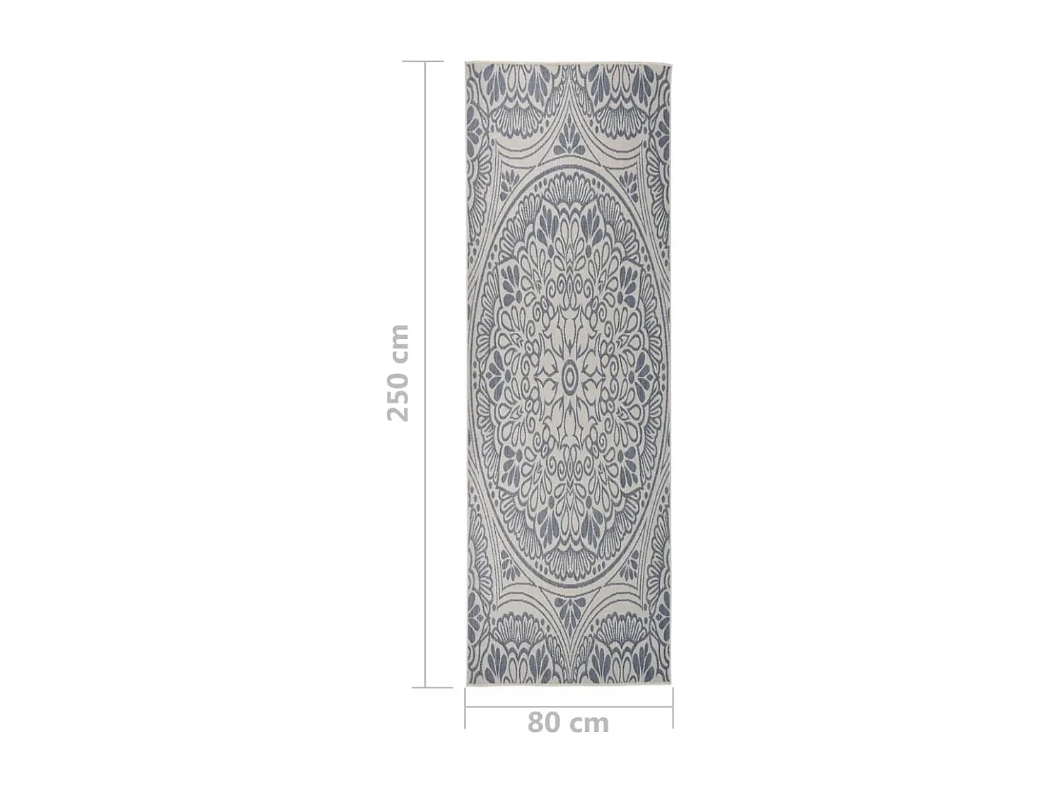 Tapis à tissage plat d'extérieur 80x250 cm motif bleu