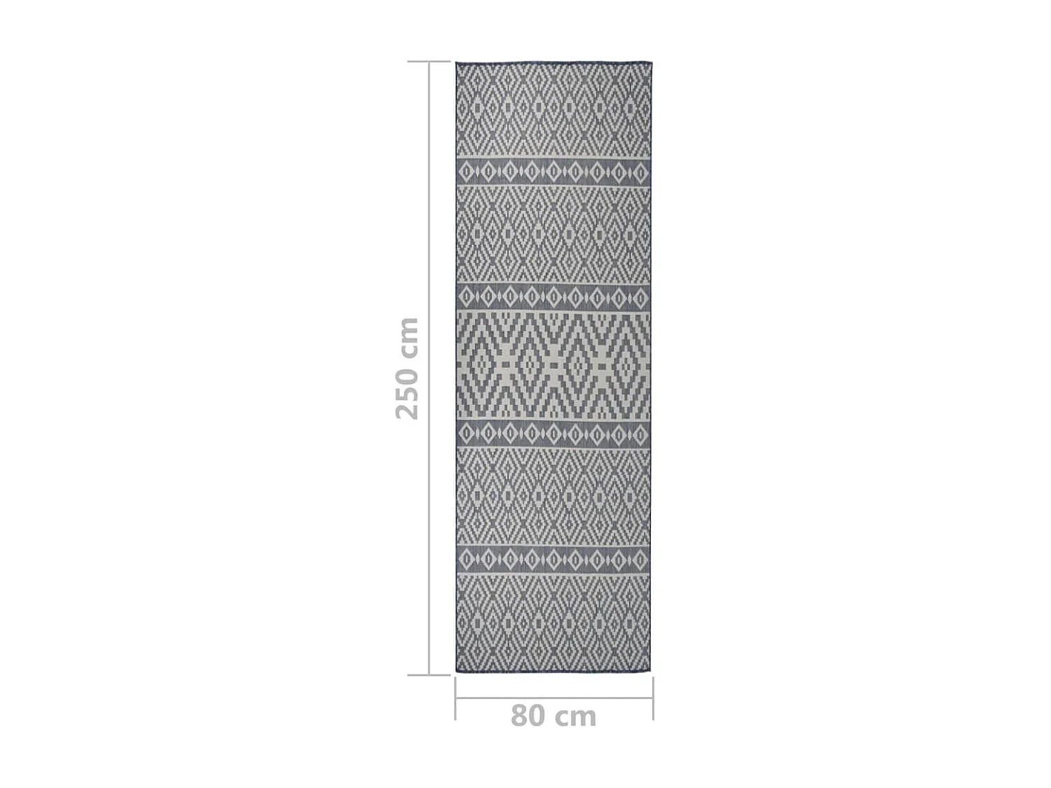 Tapis à tissage plat d'extérieur 80x250 cm rayures bleues