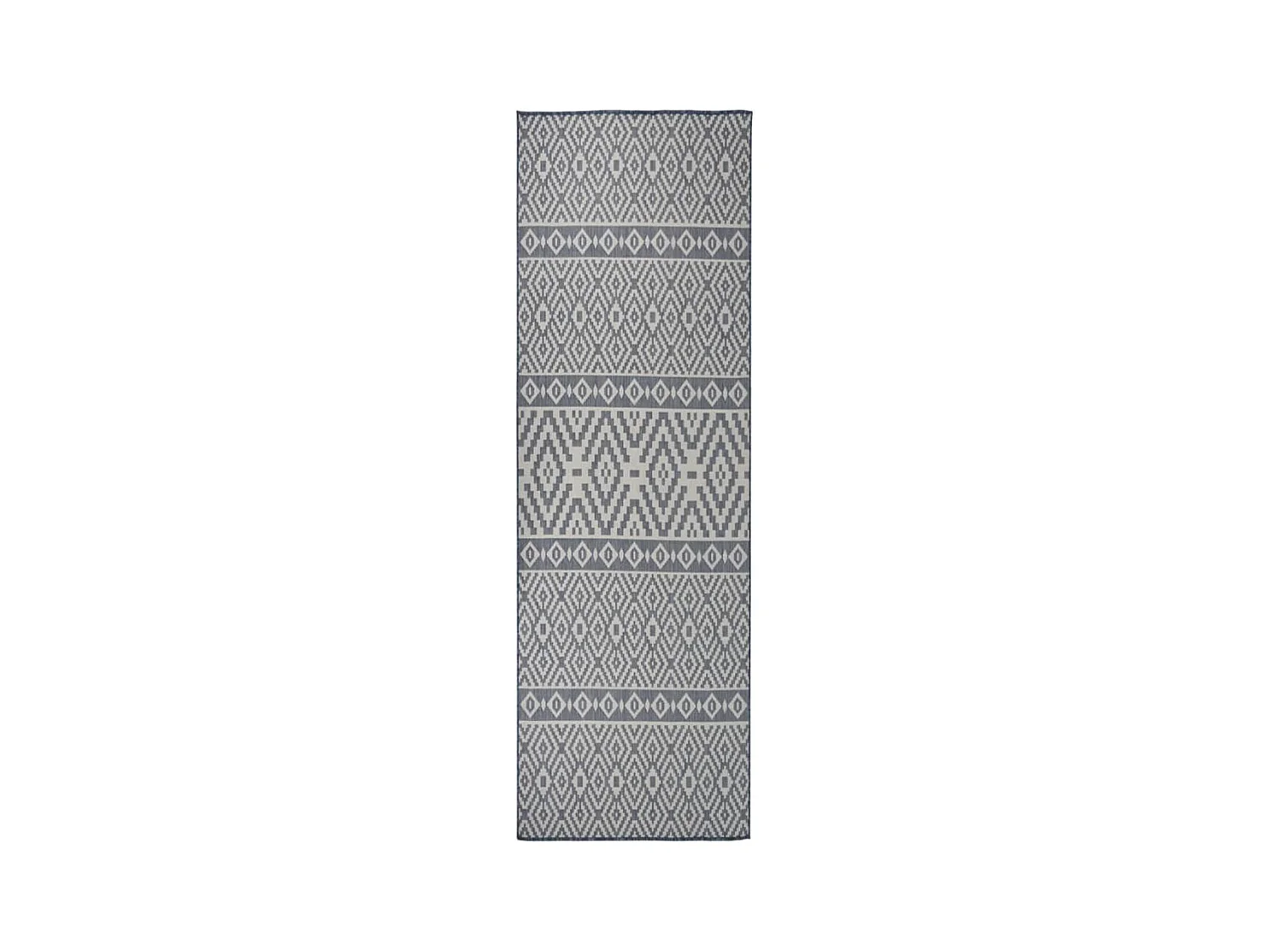 Alfombra de exterior de tejido plano rayas azules 80x250 cm