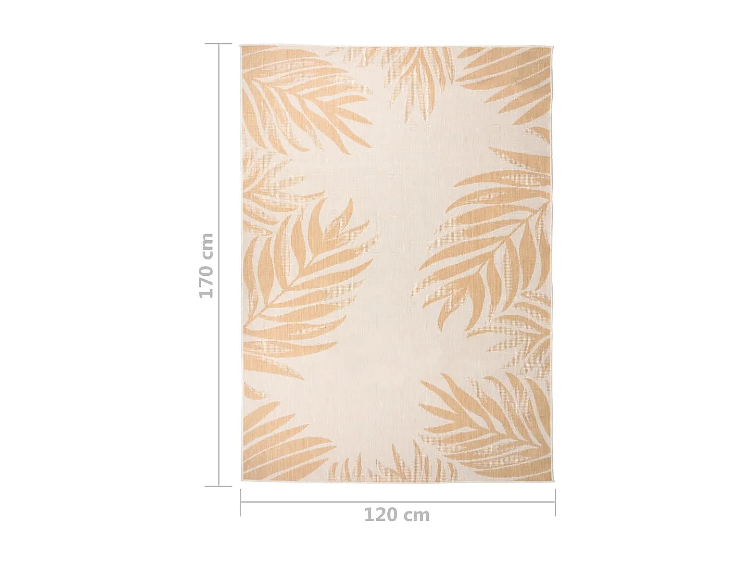 Tapete de tecido plano para exterior 120x170 cm padrão folhas