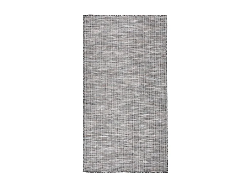 Alfombra de exterior de tejido plano marrón y azul 80x150 cm