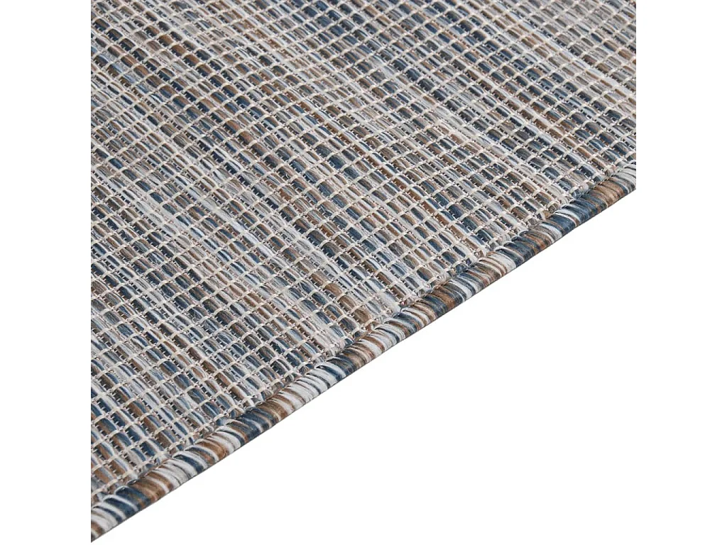 Tapis à tissage plat d'extérieur 80x150 cm marron et bleu