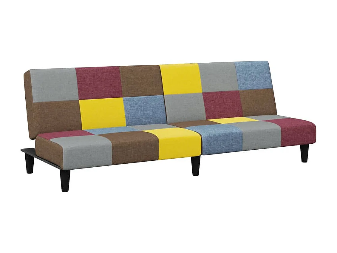 Sofá cama de 2 plazas con taburete tela Patchwork